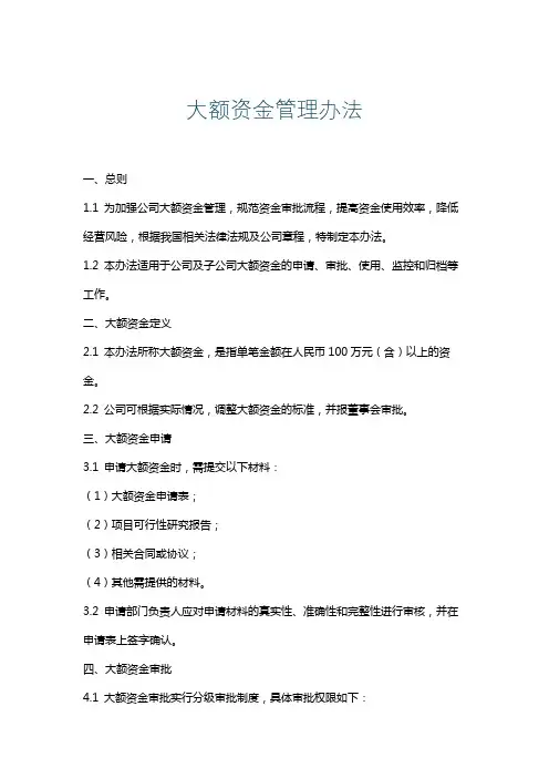 大额资金管理办法