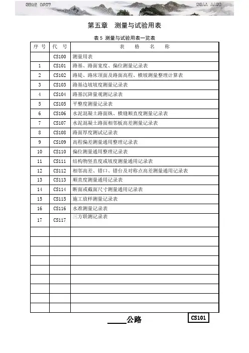 测量用表CS表