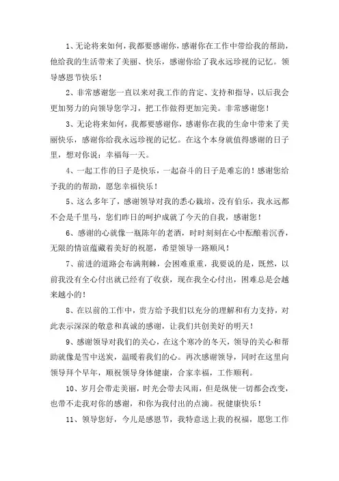 关于感谢领导辛苦付出话语