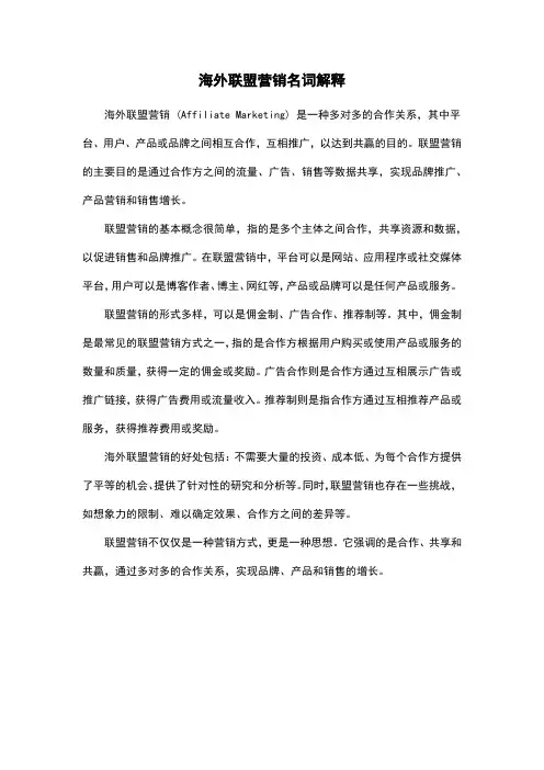 海外联盟营销名词解释