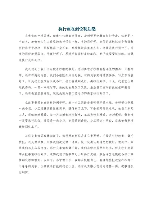 执行重在到位观后感
