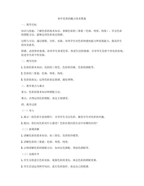 初中色彩的魅力美术教案