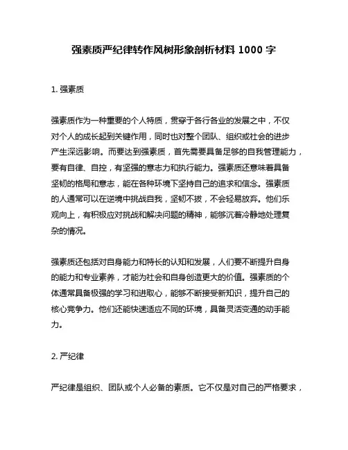 强素质严纪律转作风树形象剖析材料1000字