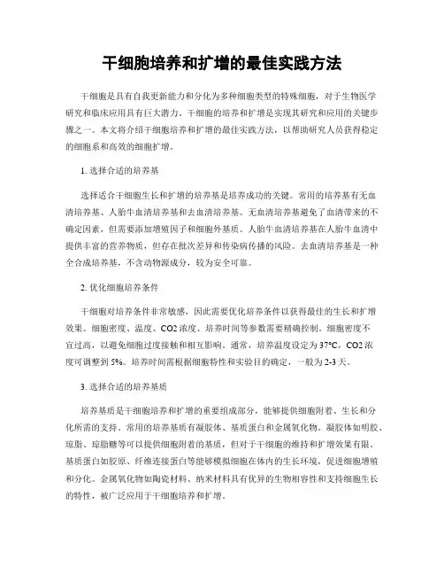 干细胞培养和扩增的最佳实践方法