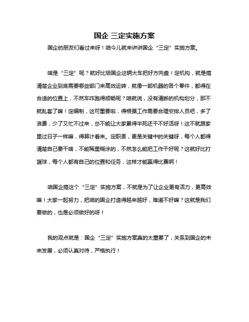 国企 三定实施方案