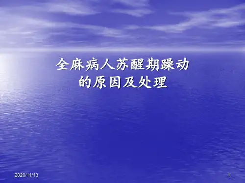 全麻病人苏醒期躁动的原因及处理 ppt课件