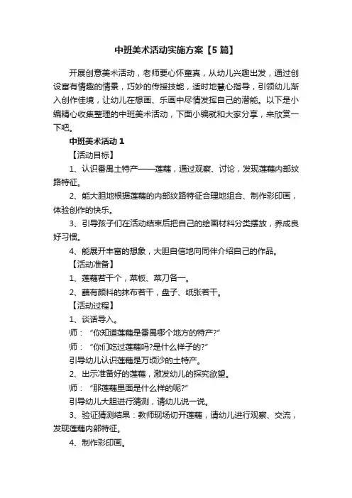 中班美术活动实施方案【5篇】