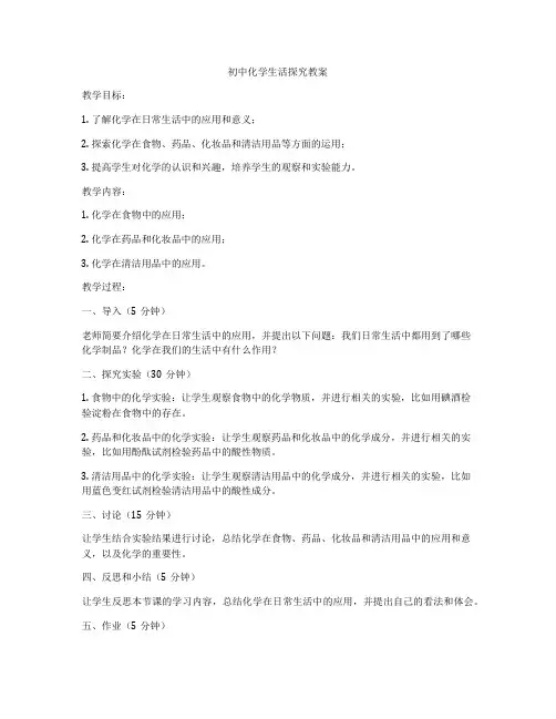 初中化学生活探究教案