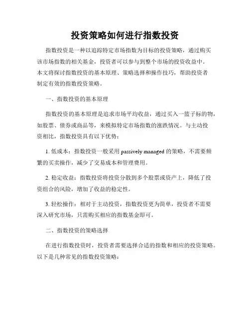 投资策略如何进行指数投资