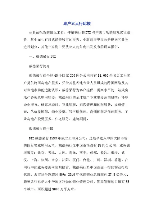 地产五大行比较