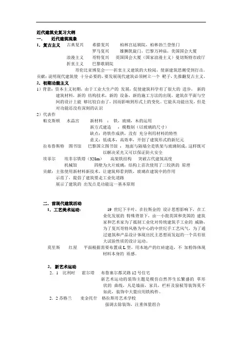 近代建筑史复习大纲