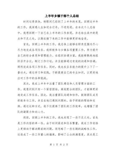 上半年乡镇干部个人总结