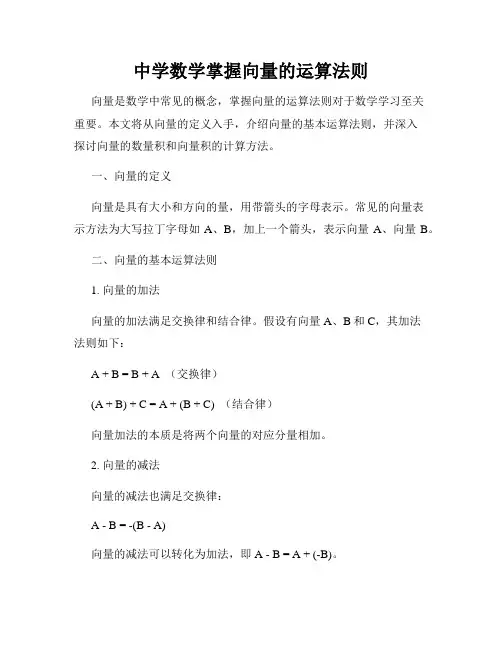 中学数学掌握向量的运算法则