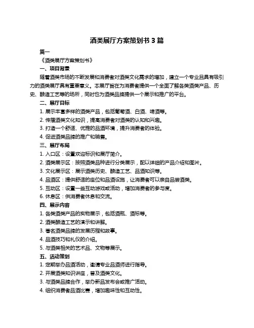 酒类展厅方案策划书3篇