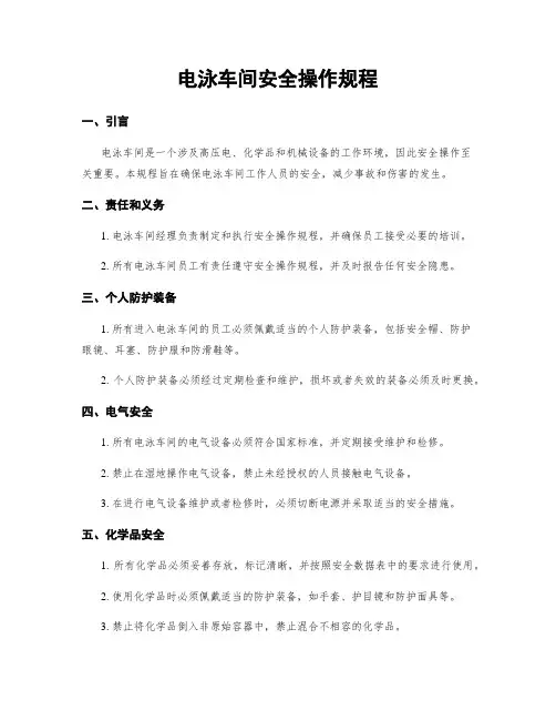 电泳车间安全操作规程