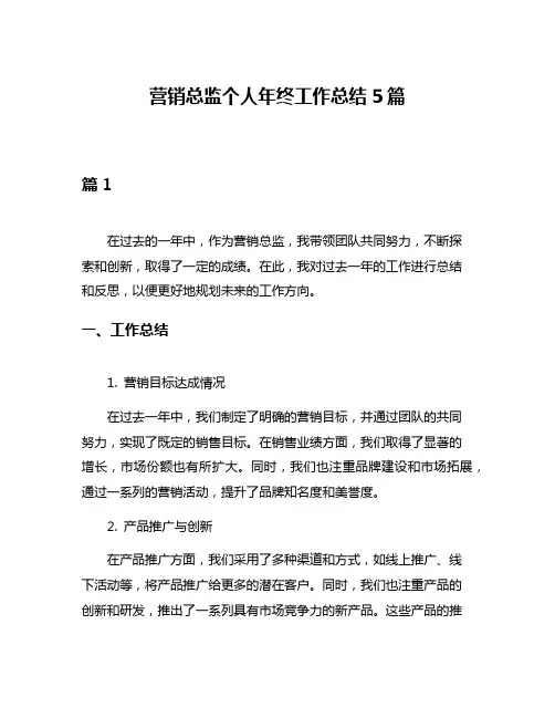 营销总监个人年终工作总结5篇
