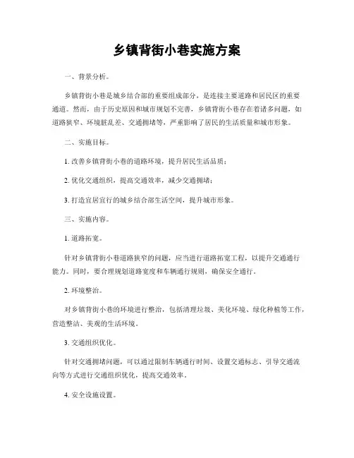 乡镇背街小巷实施方案