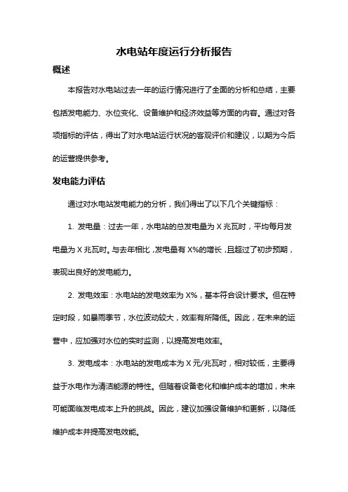 水电站年度运行分析报告