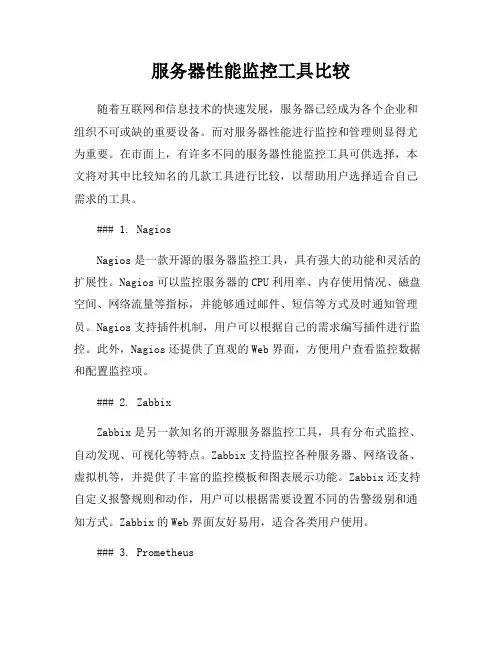 服务器性能监控工具比较