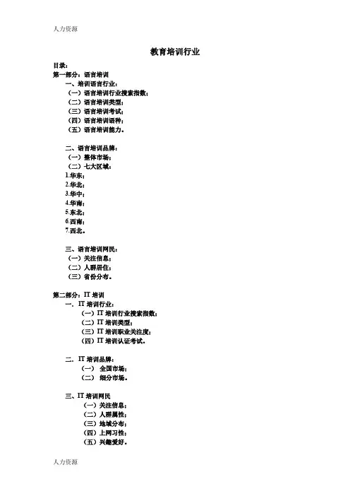 【人力资源】教育培训行业—数据研究资料