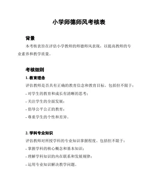 小学师德师风考核表