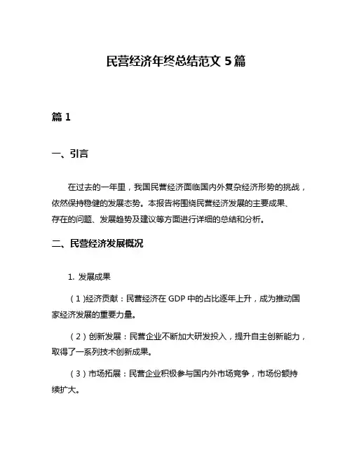 民营经济年终总结范文5篇