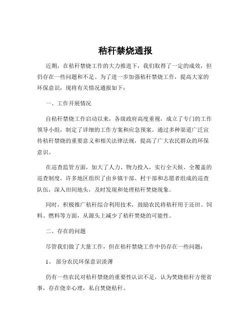 秸秆禁烧通报