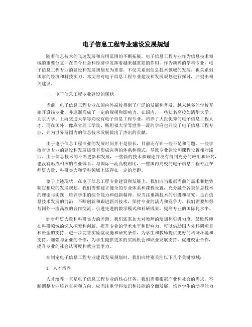 电子信息工程专业建设发展规划