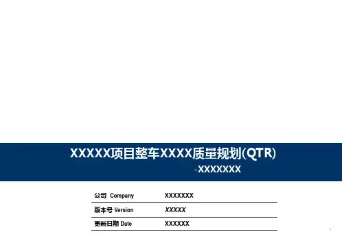 汽车零部件件行业 项目开发质量规划模板(新品开发)