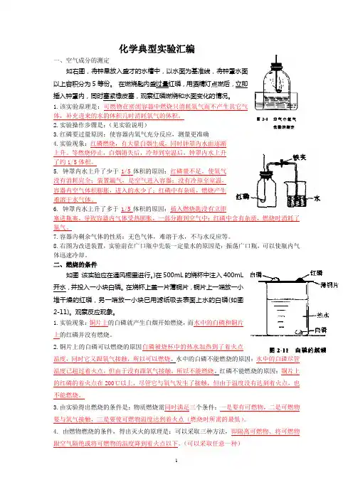 初三化学典型实验知识点 99