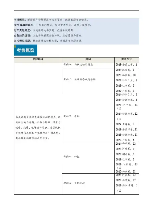 专题06 抛体运动及运动的合成与分解(解析版)-2025版高考物理真题精选与研析
