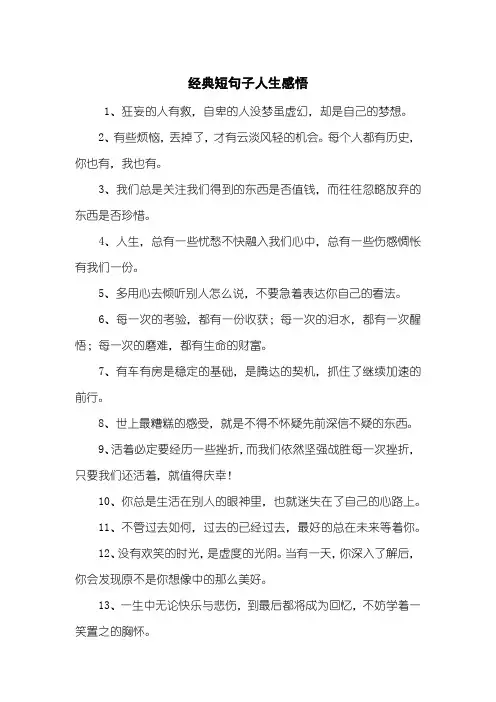 经典短句子人生感悟