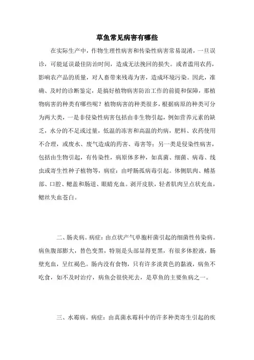 草鱼常见病害有哪些
