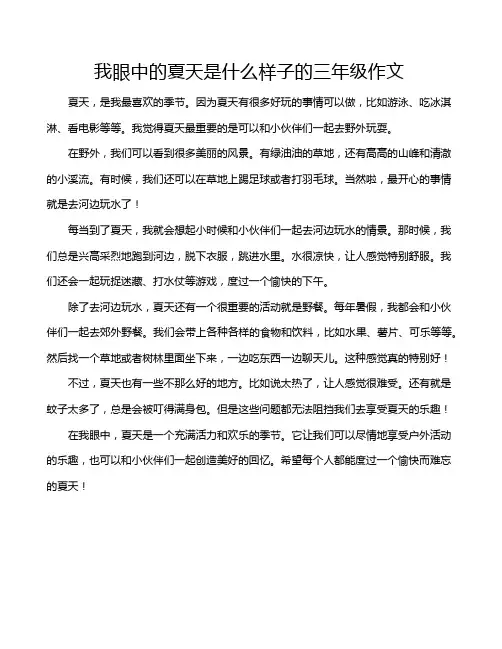 我眼中的夏天是什么样子的三年级作文
