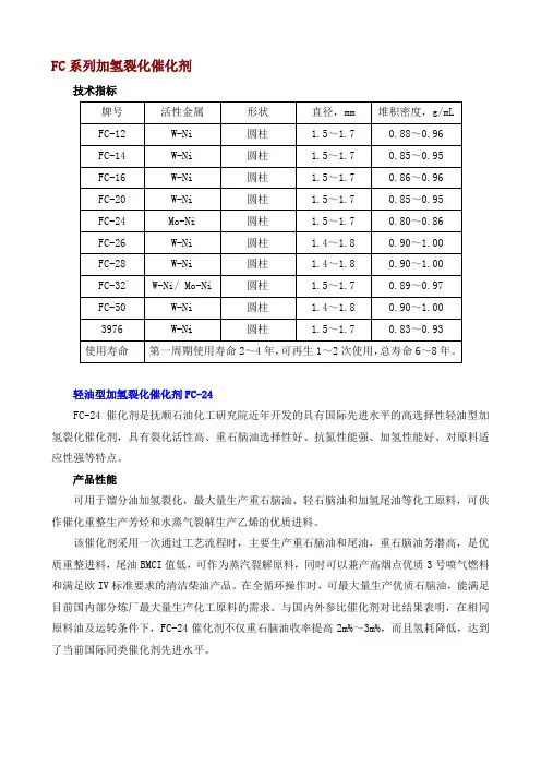 FC系列加氢裂化催化剂