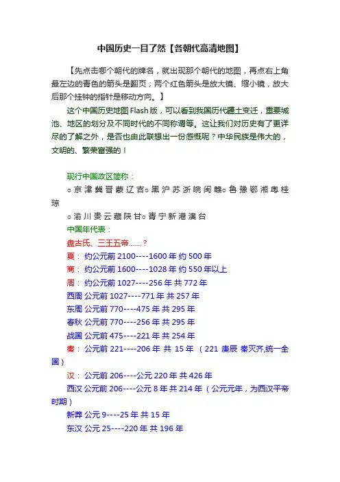 中国历史一目了然【各朝代高清地图】