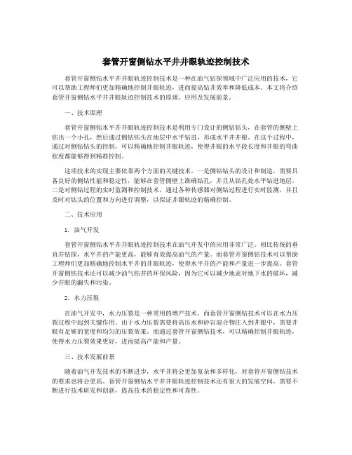 套管开窗侧钻水平井井眼轨迹控制技术