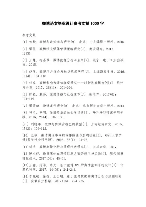 微博论文毕业设计参考文献
