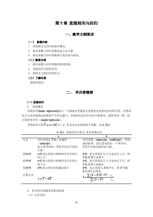 第十章直线相关与回归