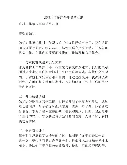 驻村工作帮扶半年总结汇报
