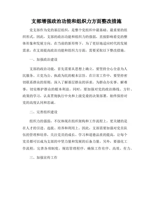 支部增强政治功能和组织力方面整改措施