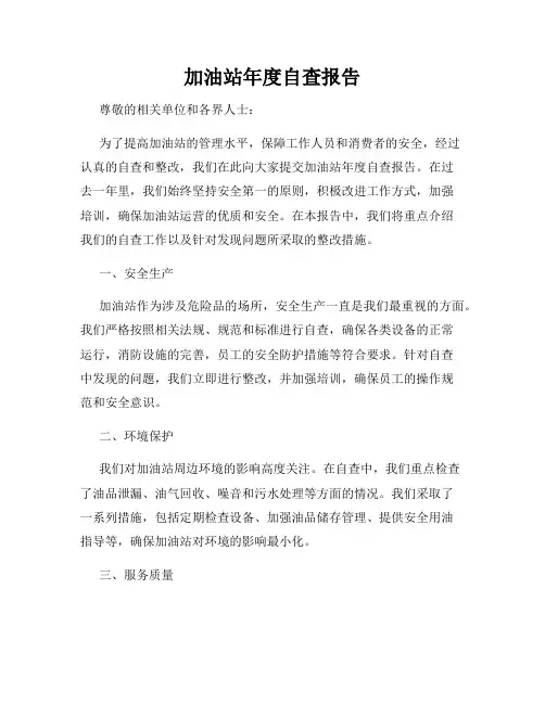 加油站年度自查报告