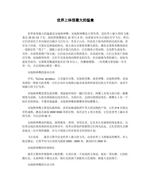 世界上体型最大的猛禽