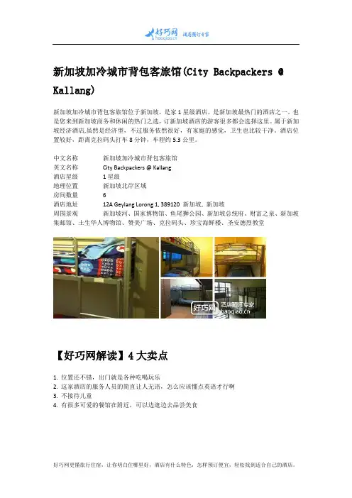 新加坡加冷城市背包客旅馆(City Backpackers @ Kallang)
