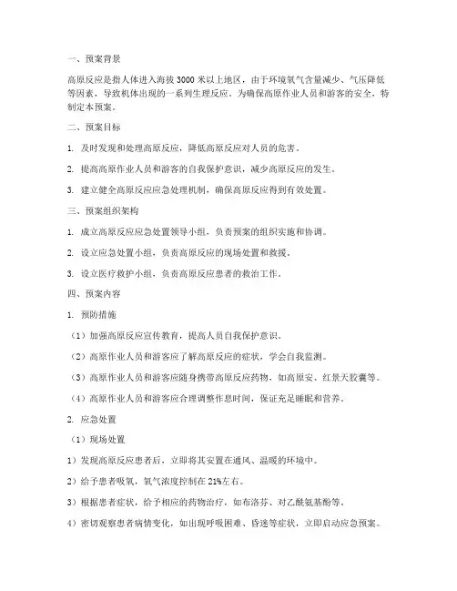 高原反应处置预案模板范文