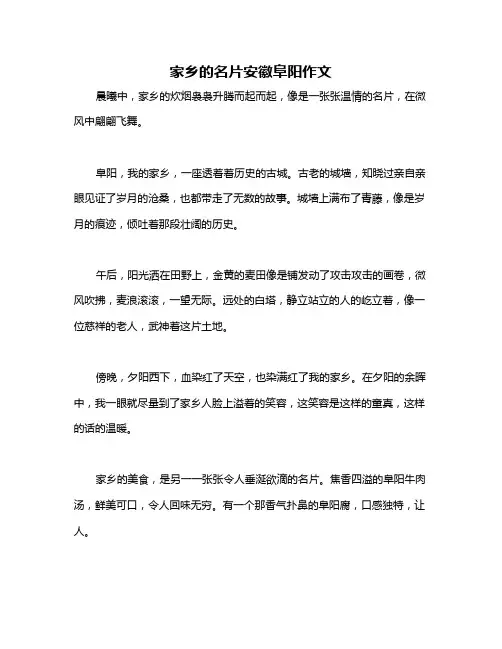 家乡的名片安徽阜阳作文
