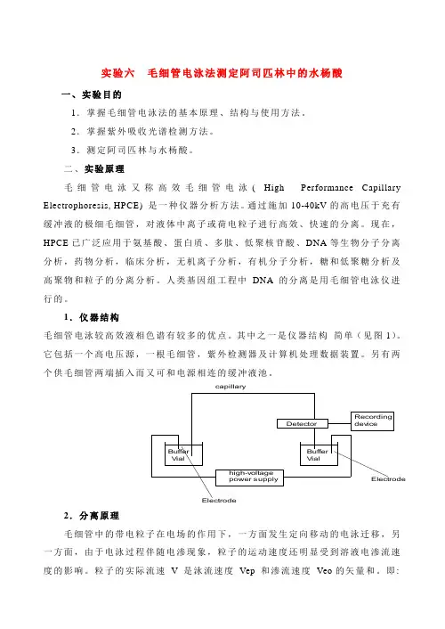 CE测阿司匹林中水杨酸