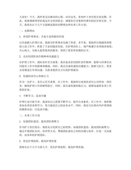 竞聘护士责任组长演讲稿