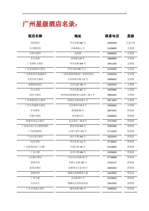 广州星级酒店条目