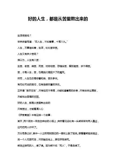 好的人生,都是从苦里熬出来的